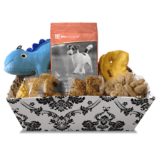 Tasty Treats and Toy Gift Basket for Dogs