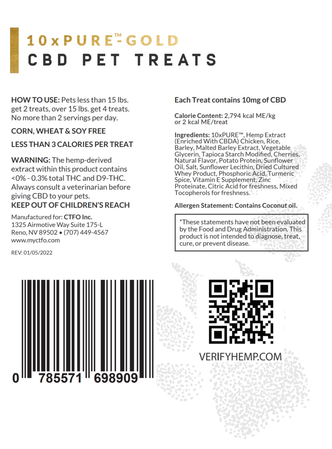 CBD Pet Treats Label